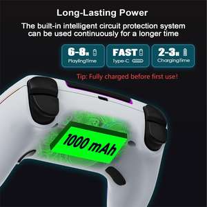 Manette de jeu sans fil Bluetooth du fabricant avec éclairage RGB, double vibration, six axes, pour ordinateur PC - Product Image 5