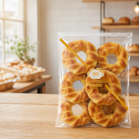 Sacs plats transparents personnalisés de qualité alimentaire, haute clarté, thermoscellables, en cellophane pour l'emballage du pain, des pâtisseries et des biscuits