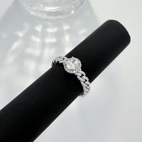 Anello Romantico Unico con Diamanti Sintetici Intrecciati in Platino PT950, Gioiello Raffinato da Donna per Fidanzamento, Anello Nuziale con Grande Pietra