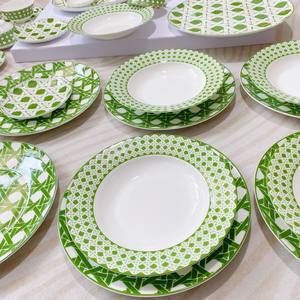 Juego de Vajilla de Porcelana y Plato para Frutas de Porcelana Fina Europea de Lujo, Color Verde, 41 Piezas, Gran Venta - Product Image 4