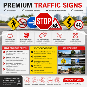 Ensemble de panneaux de signalisation routière multi-types - Panneaux réfléchissants en aluminium pour la sécurité routière et le contrôle du trafic - Product Image 6