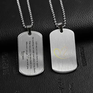 Personalized Blank Or Custom Logo Hip Hop Street Metal Stainless Steel Dog Tag Pendant Necklace For Engraving