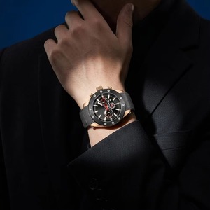 Montre de sport de luxe DK&YT pour homme, 48 mm, quartz, étanche, lumineuse, date, chronographe, bracelet en cuir - Product Image 6