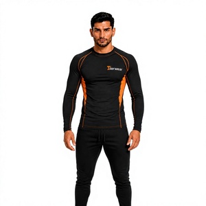 T-shirt de compression à manches longues pour hommes MMA, 220 GSM, polyester et élasthanne, Rash Guard, séchage rapide, extensible, coupe ajustée, entraînement, gym, OEM, personnalisable - Product Image 1