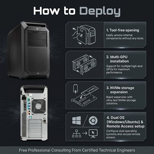 תחנת עבודה שולחנית HPE Z8G4 בעלת ביצועים גבוהים, מעבד כפול Xeon Scalable, מוכנה לכרטיס מסך RTX, למידה עמוקה של בינה מלאכותית, תחנת עבודה מסוג Tower. - Product Image 4