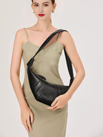 Sac Croissant en Cuir de Mouton Véritable pour Femme, Sac Hobo Rembourré, Sac Bandoulière Souple Type Dumpling, Sac à Main de Qualité Supérieure à Porter sous le Bras