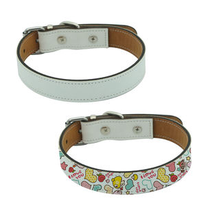 Collar ajustable de cuero PU para mascotas, correa de cuero para perros, personalizable por sublimación - Product Image 1