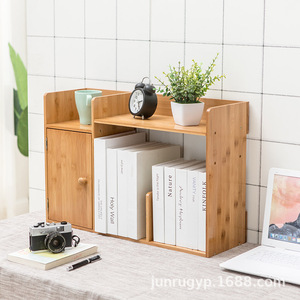 Bamboo <b>Desktop</b> Bookshelf 2 Tier Storage Rack Office Organizer Simple Wooden <b>Shelf</b> for Books and Decor - Product Image 4