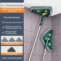 Serpillère télescopique multi-surfaces triangulaire avec tampons en microfibre chenille 360° °   Serpillère pivotante pour murs, fenêtres et sols