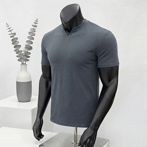 <b>White</b> V Neck <b>Men</b> T <b>Shirt</b> <b>Short</b> <b>Sleeve</b> Slim Fit Cotton Knitted Tee for Gym Training Casual Wear - Product Image 6