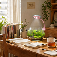 Mini Lampe UFO à Clipser pour Aquarium, Col Flexible, Éclairage LED RGBW Plein Spectre pour Petits Écossystèmes Nano de 0,5 à 5 Gallons