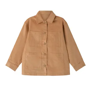 Custom baby and kids boys casual corduroy clothes suit Four pockets turn-down collar coat