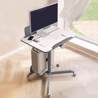 Meja Angkat Pneumatik Aluminium Ergonomis Modern untuk Komersial, Perakitan Mudah, Multi-Fungsi, Meja Lipat dengan Ruang Penyimpanan CPU
