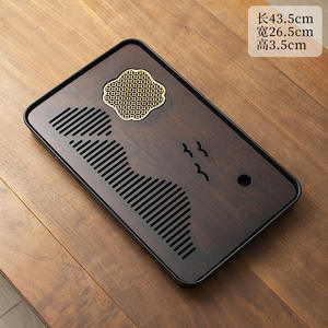 Juego de mesa de té de bambú al por mayor para el hogar, de doble propósito (almacenamiento y drenaje de agua), bandeja de té para oficina de preparación en seco, estilo Kung Fu - Product Image 2