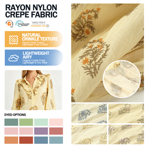 ผ้าเครปเรยอนไนลอนสีน้ำตาลเนื้อนุ่มระบายอากาศได้ดี พิมพ์ลายดีไซน์ สำหรับชุดผู้หญิง - Product Image 1