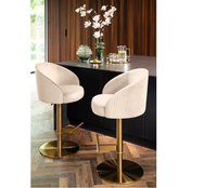 Tabouret de bar moderne à hauteur réglable pivotant avec repose-pieds en velours, chaise de comptoir, mobilier de salle à manger, salon, hôtel, fête, bar, îlot