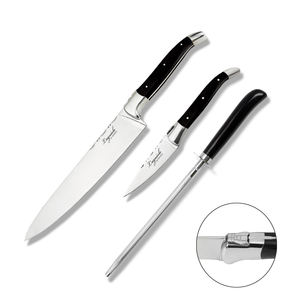 Juego <span class=keywords><strong>de</strong></span> <span class=keywords><strong>Cuchillos</strong></span> Laguiole <span class=keywords><strong>de</strong></span> 3 Piezas con Mango Ergonómico <span class=keywords><strong>de</strong></span> Madera y Acero Inoxidable <span class=keywords><strong>para</strong></span> Rebanar Pavo Asado, Jamón, Cuchillo <span class=keywords><strong>de</strong></span> Chef, Tenedor <span class=keywords><strong>para</strong></span> Barbacoa y Afilador - Product Image 2