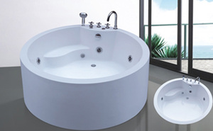 Bañera de Hidromasaje Redonda Blanca Moderna de Acrílico Ecológico Independiente para una Persona, de Lujo y Calidad, <span class=keywords><strong>INTERLAN</strong></span> con 5 Años de Garantía - Product Image 2