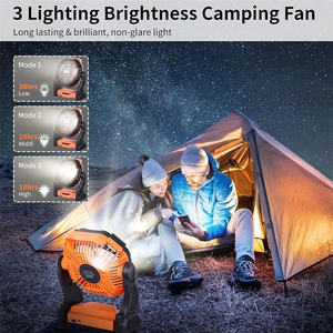 Ventilador portátil Recargable 5200mAh Ventilador de camping industrial eléctrico con luz LED Escritorio Ventilador de tienda al aire libre - Product Image 3