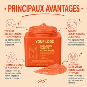 Mascarilla facial de gel de colágeno natural ODM para hidratación profunda, apoyo a la barrera cutánea, minimiza los poros, brillo saludable, soluciona la sequedad de la piel durante todo el día. - Product Image 6