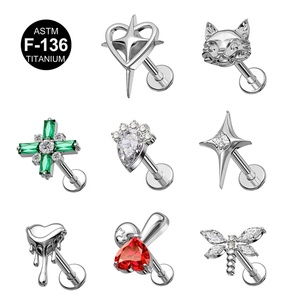 Nouvel arrivage ASTM F136 titane sans fil ou fileté conque <span class=keywords><strong>Piercing</strong></span> boucles d'oreilles Tragus Daith Helix corps bijoux Labret <span class=keywords><strong>Piercing</strong></span> - Product Image 1