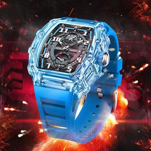 นาฬิกาควอตซ์ดีไซน์ใหม่ โปร่งใส สำหรับผู้ชาย สไตล์สปอร์ต สำหรับกิจกรรมกลางแจ้ง โครโนกราฟ สายซิลิโคนกันน้ำ montre homme - Product Image 5