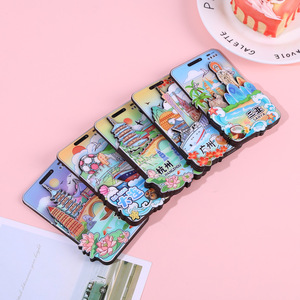 Étui de téléphone magnétique en bois, série aimants de réfrigérateur, autocollant magnétique de forme irrégulière, cadeau créatif culturel fait main - Product Image 3