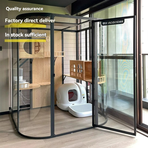 Villa pour chat en bois massif à plusieurs niveaux, château robuste pour chat avec enclos pour bac à litière caché, pour intérieur, vente en gros pour animaleries - Product Image 3