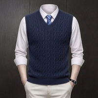 Gilet sans manches en tricot torsadé à col en V pour homme - Motif floral d'hiver, anti-plis et anti-rétrécissement