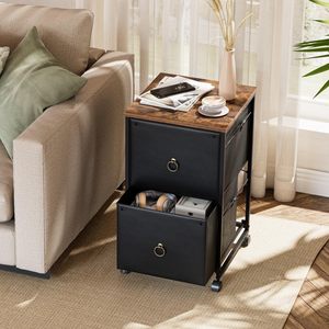 SENYU - Carro de Almacenamiento Móvil con 2 Cajones, Estilo Industrial, con Superficie de Madera, para Sala de Estar y Oficina en Casa - Product Image 1
