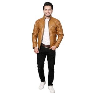 Meilleur prix Veste en cuir pour homme sur mesure Mode Veste en cuir de vache véritable Veste en cuir véritable pour homme Veste bomber pour homme - Product Image 1