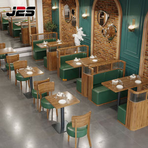 Juego de Banquetas Redondas de Madera y Cuero Moderno J2S, Muebles Comerciales Duraderos para Restaurantes - Product Image 3