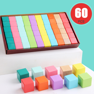 Personalizado Educacional 60pcs 3cm Faia Madeira Blocos Blocos De Construção De Madeira Coloridos para Empilhamento Brinquedos - Product Image 4