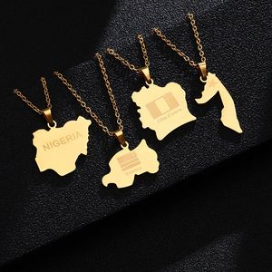 Pays carte collier pendentif pour femmes hommes colliers somalie nigéria irlande irak drapeau National couple bijoux cadeaux - Product Image 4