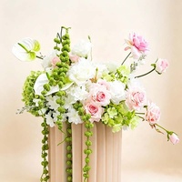 Susunan Bunga Bola Buatan dari Bunga Mawar Putih Pink, Calla Lily, dan Bunga Sutra untuk Pernikahan, Pesta, Acara, dan Panggung