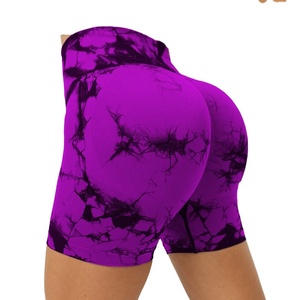 Usine En Gros Biker Shorts Taille Haute Pêche Hanche Scrunch Butt Push Tie Dye Sexy Rayé XL Yoga Leggings Élasticité Sans Couture - Product Image 2