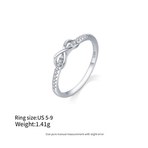 Vente chaude 925 Sterling Silver Cute Fine Jewelry Dainty <span class=keywords><strong>Bow</strong></span> Tie Shape Infinity Zircon Eternity Rings pour les filles en vrac en Stock - Product Image 3