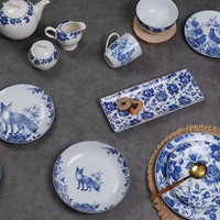 Conception personnalisée Organisation du thé Taille personnalisable Tasses en céramique bleue haute porcelaine Tasse à café fleur