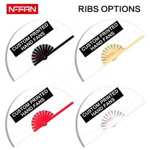 Ventilador de mano plegable de bambú grande pintado con logotipo personalizado impreso 2023 portátil con festivales Rave de estilo floral - Product Image 3