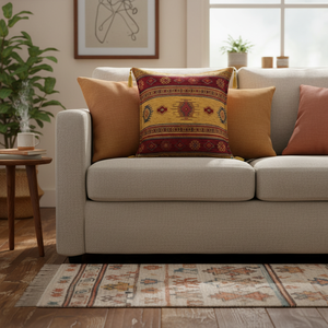 Mustard - Burgundy Kilim Designed Turkish & Ottoman Cushion - Pillow <b>Cover</b> - Product Image 3