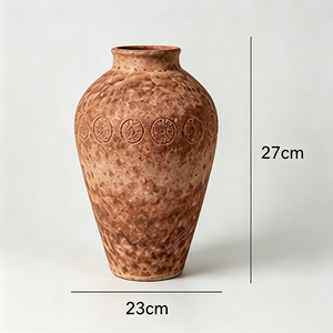 Ensemble de vases <span class=keywords><strong>en</strong></span> céramique à motif circulaire <span class=keywords><strong>en</strong></span> relief terracotta, style rustique Wabi Sabi, décoration de table de chevet <span class=keywords><strong>en</strong></span> bois - Product Image 5