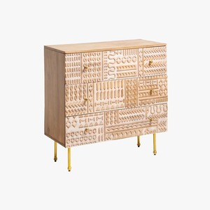 WDN CABINET 3 DRWR CNC DESIGN - MANGO WOOD Living Room Cabinet Handmade Bulk Product Customized Shape And Size - Product Image 1