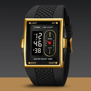 Reloj Electrónico de Lujo para Hombre Skmei 2213, Cronógrafo de Moda, 3 Tiempos, Analógico Digital, Pantalla Dual, Resistente al Agua, LED, Fecha, Semana - Product Image 1