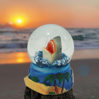 Sculpture de tête de requin en résine artisanale 3D, peinture artificielle océanique, artisanat personnalisé, 65 mm, globe à neige, figurine d'animal, décoration de la maison