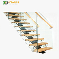 Escalier flottant intérieur DF, escalier flottant moderne en bois à monopoutre invisible, garde-corps en verre artistique