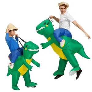 Cartoon Inflatable Animal Suit Inflatable T-Rex Costume Adult Halloween Funny Blow-Up Riding Dinosaur Costume For Dress Up Party
