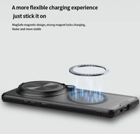 Étui de protection magnétique anti-espionnage pour téléphone portable, antichoc, en TPU+PC+bande métallique, avec support, pour S23 Noir