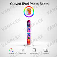 Cabina de Fotos con Espejo, Soporte Metálico Arqueado para iPad, Anillo de Luz RGB de 10.2-13 Pulgadas, Control Remoto para Alquiler en Bodas, Fiestas y Eventos