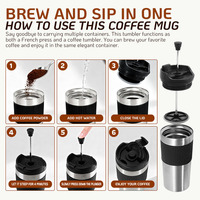 Mug de voyage à café à double paroi en acier inoxydable avec revêtement en poudre personnalisé de 450 ml avec infuseur à thé