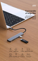 Hub USB-C 7 en 1, Kit de Cable de Datos Multipuerto Tipo-C para Carga PD 2.0, USB 3.1/2.0, Caja Adaptadora de Aleación de Aluminio con Lector de Tarjetas SD y TF
